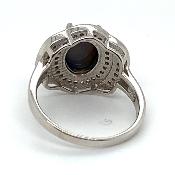 Black Opal 2.49ct Platinum Finish Solid 925 Sterling Silver Ring - Picture 5 of 7